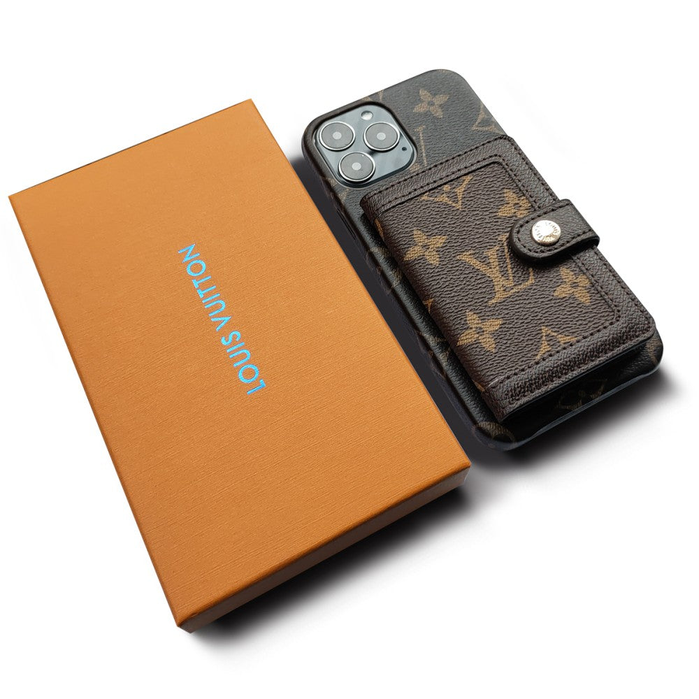 LV iPhone 17 case – card holder premium leather LV monogram designer phone cover