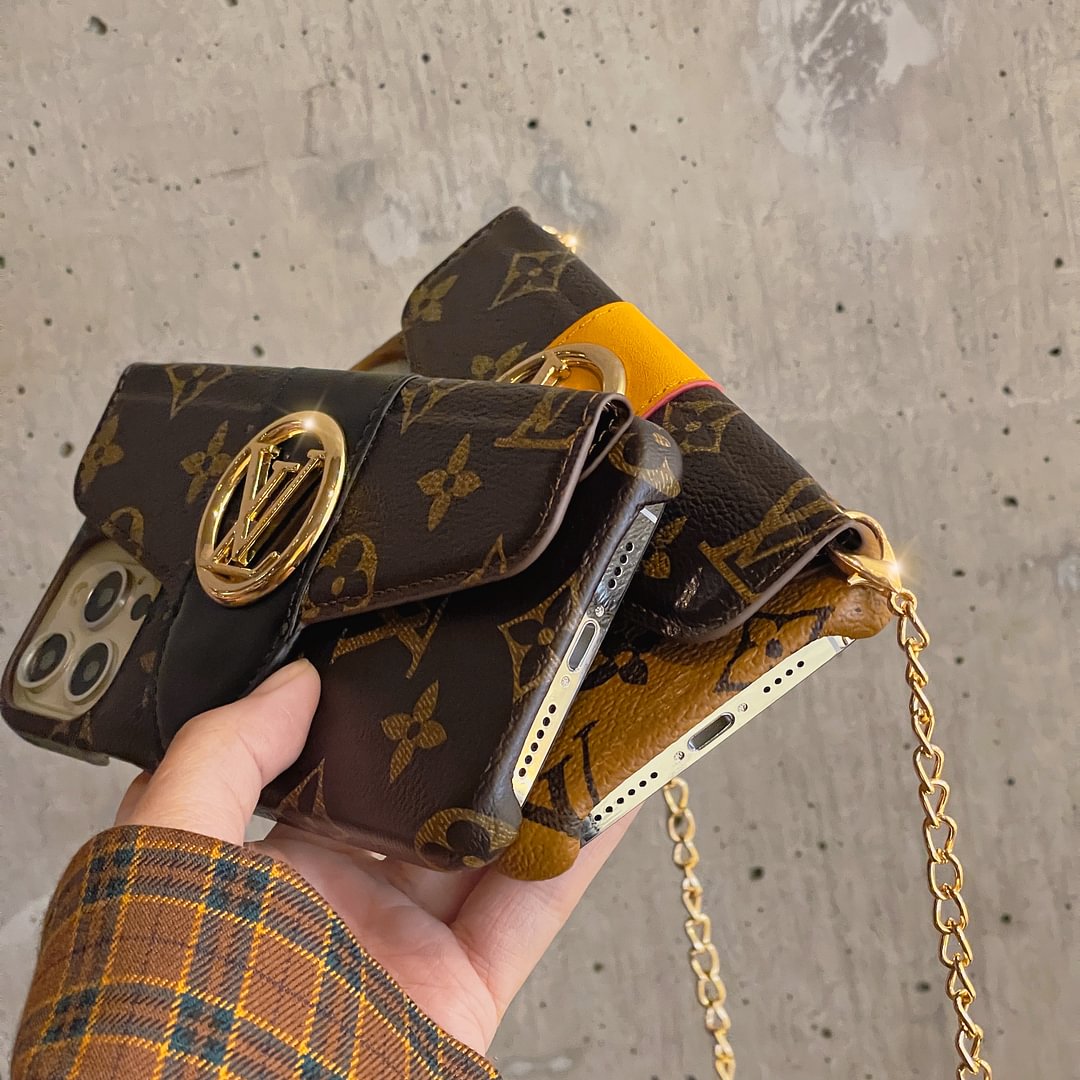 Luxury Louis Vuitton IPhone Case With Card Holder And Chain