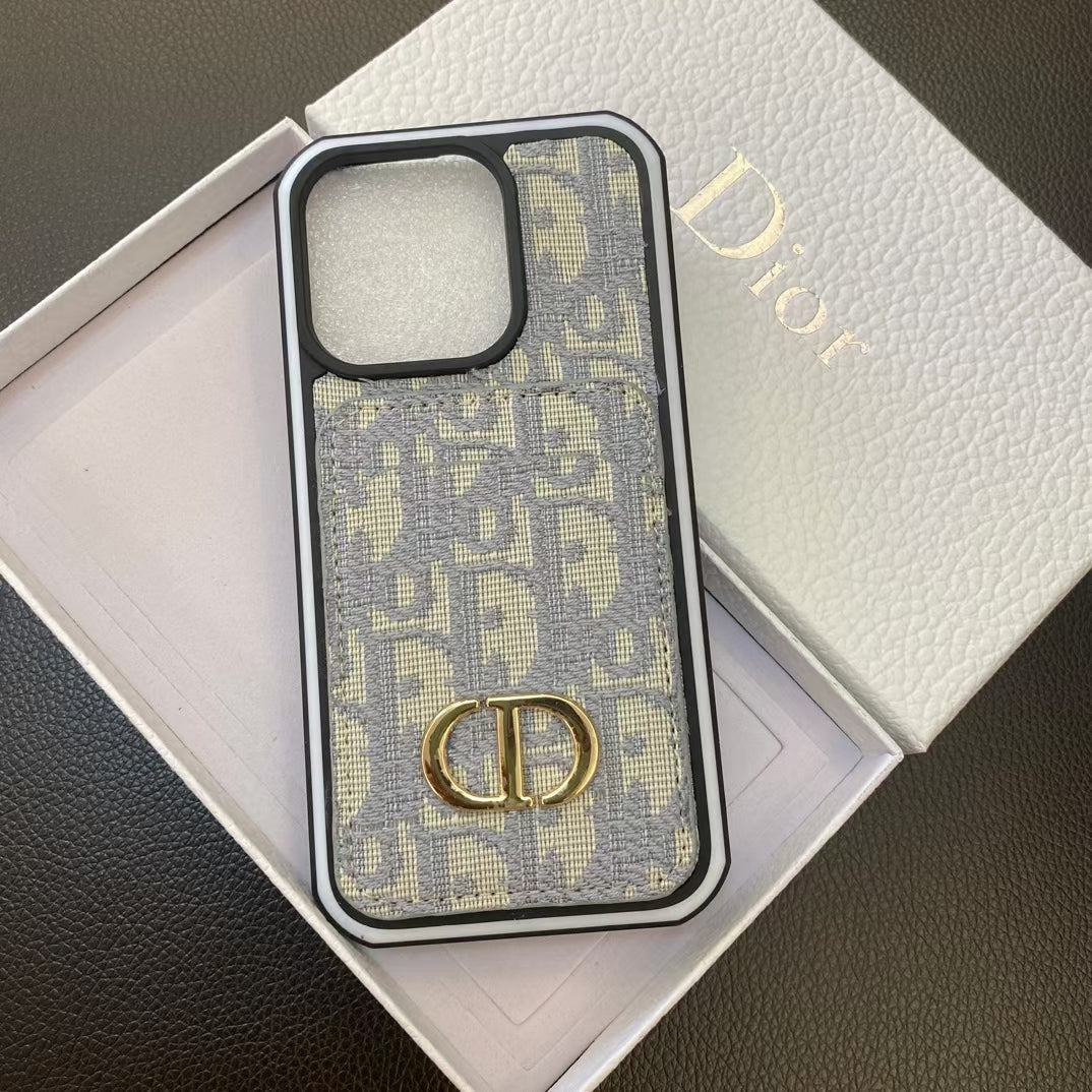 Luxurious Dior Chic Lady iPhone 16 Case with Card Holder