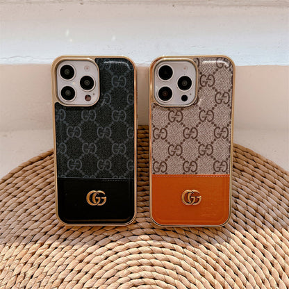 Inspired LV Case Monogram Leather For iPhone