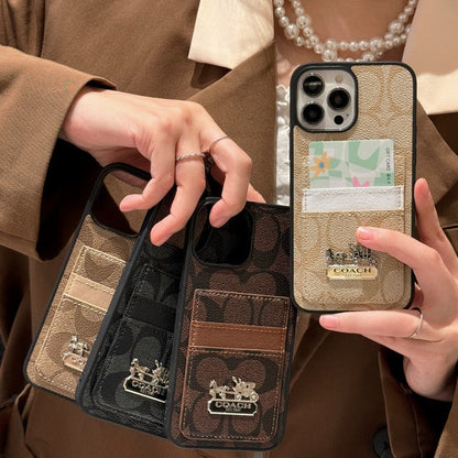 Lux Coach Card Bag Leather iPhone Case Inspired