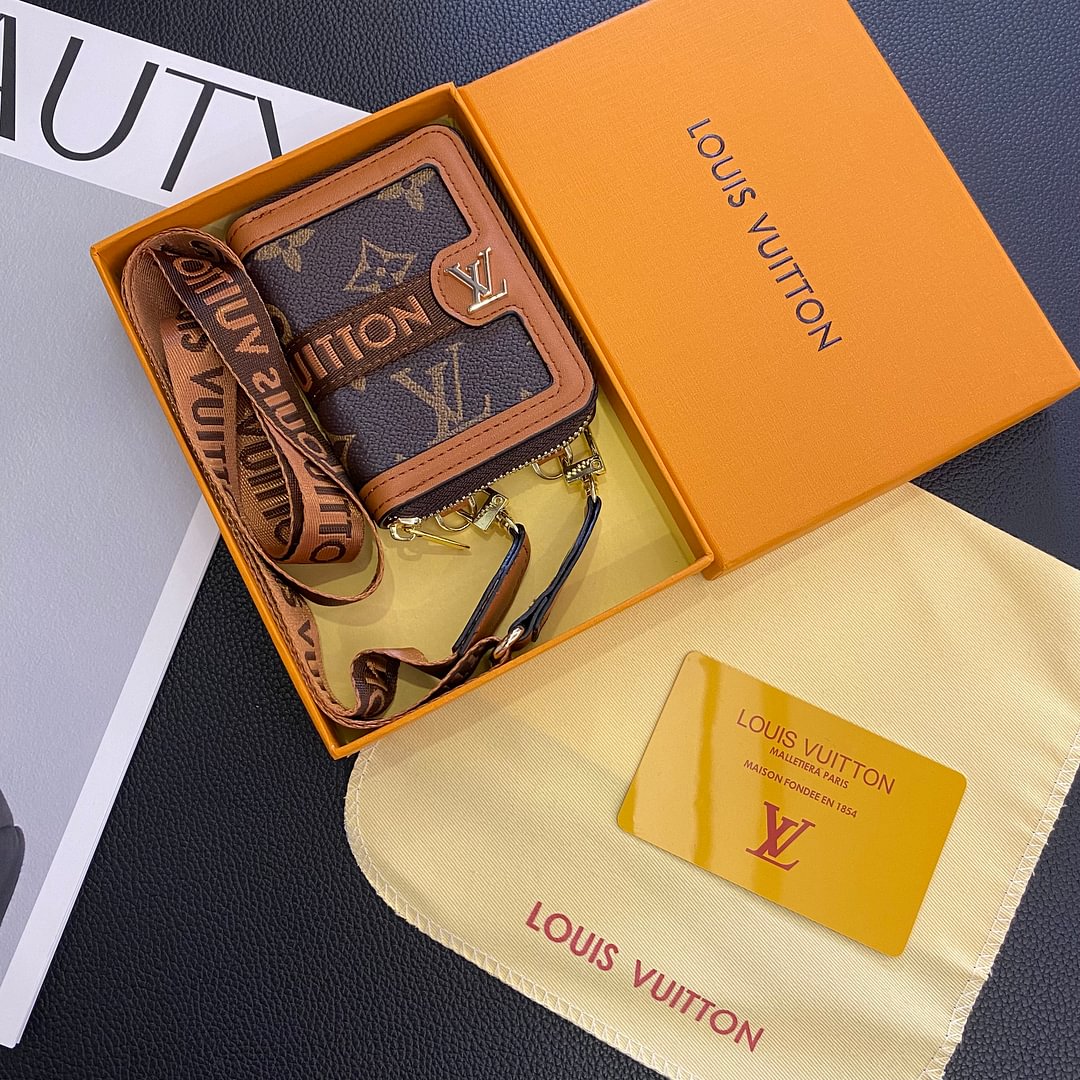 Luxurious LV Zippered Wallet with Strap