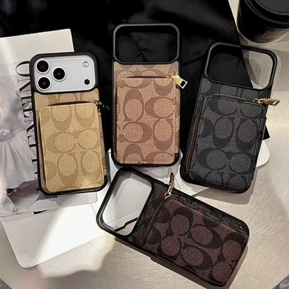 Luxury Leather Case Coach Card Holder For iPhone 17 / 16 / 15 / 14