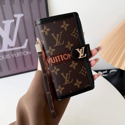 Leather Monogram LV Wallet Card Holder iPhone 17 Case