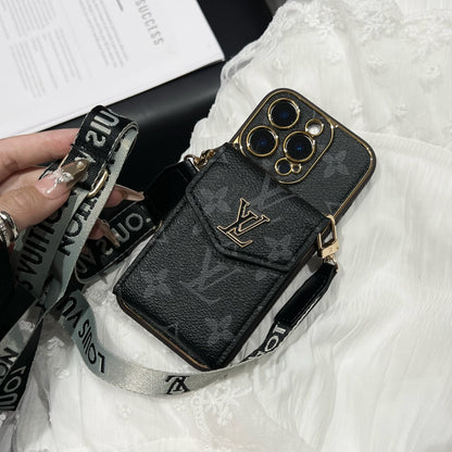 Luxury Louis Vuitton IPhone Case With ID Card Holder And Strap