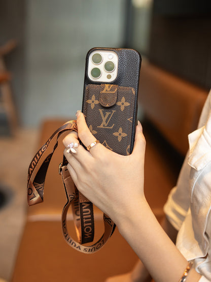 Designer 2025new arrivalAdvanced leather iPhone Case With Card Wallet And Strap Inspired