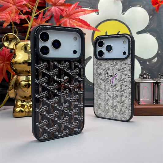 Premium Goyard Shockproof Cover for iPhone 17/ 16 / 15 / 14