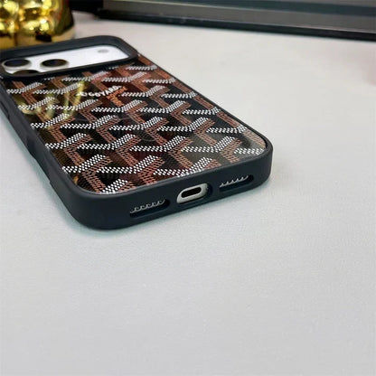 Premium Goyard Shockproof Cover for iPhone 17/ 16 / 15 / 14