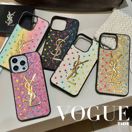 YSL Electroplated Monogram Label Shiny Apple iPhone 17 Case