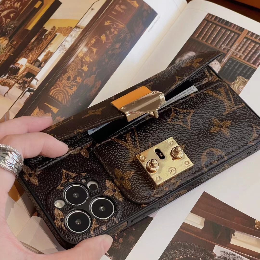 Luxury Louis Vuitton IPhone Case With Card Holder And Chain