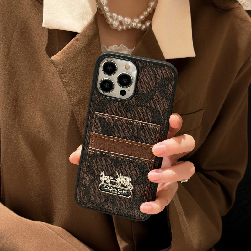 Lux Coach Card Bag Leather iPhone Case Inspired