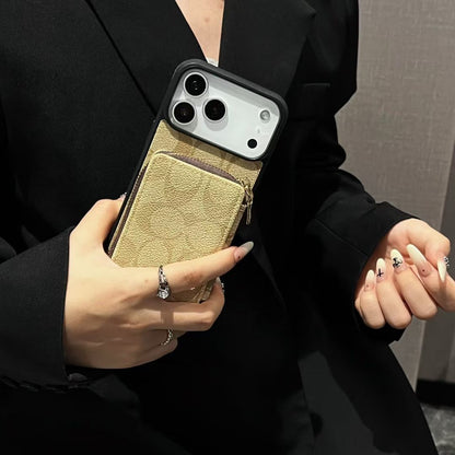 Luxury Leather Case Coach Card Holder For iPhone 17 / 16 / 15 / 14