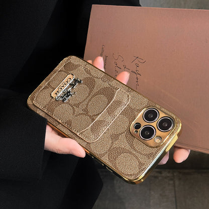 Designer Coach Card Holder Leather iPhone Case Inspired