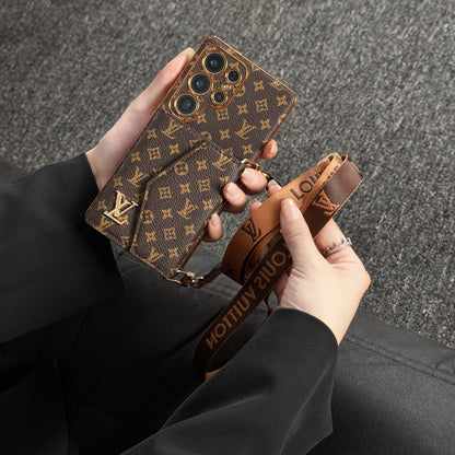 Designer Advanced Leather Samsung Phone Case with Wallet and Strap. Inspired
