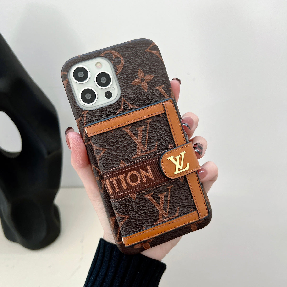 EMBROIDERED WALLET CARD HOLDER PHONE CASE FOR IPHONE 17