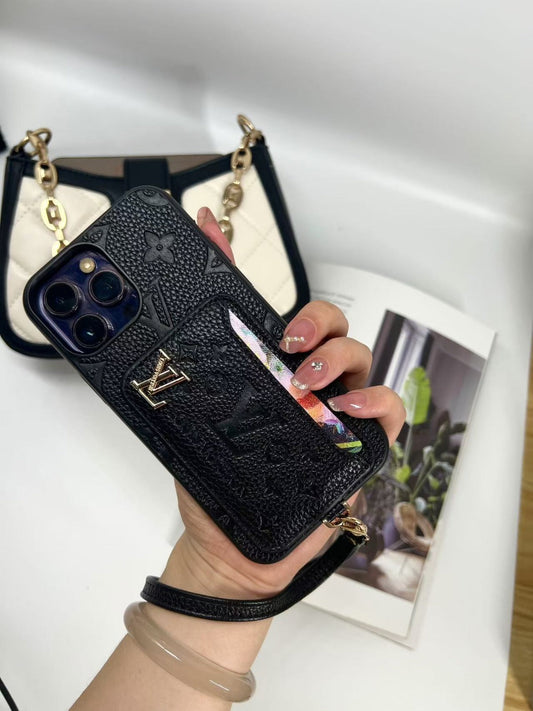 Inspired LV IPhone Case With Card Holder