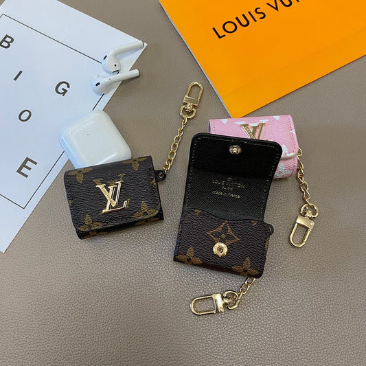 Luxury LV Genuine Leather Case for Apple AirPods Headphones
