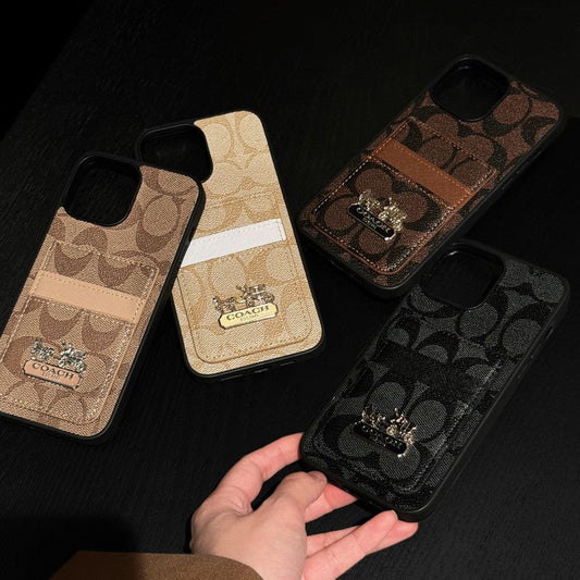 Lux Coach Card Bag Leather iPhone Case Inspired