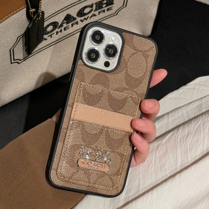 Lux Coach Card Bag Leather iPhone Case Inspired