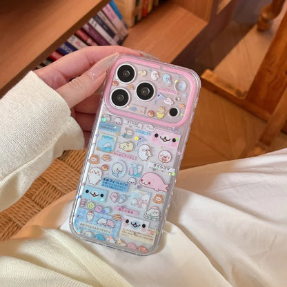 Fashion Korean INS cute seal label phone case for iPhone 17 16 ProMax 14 15 Pro fundas creative new shockproof protective cover
