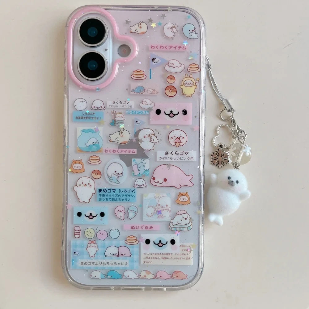 Fashion Korean INS cute seal label phone case for iPhone 17 16 ProMax 14 15 Pro fundas creative new shockproof protective cover