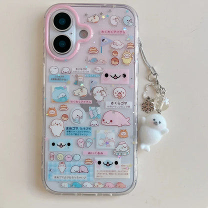 Fashion Korean INS cute seal label phone case for iPhone 17 16 ProMax 14 15 Pro fundas creative new shockproof protective cover
