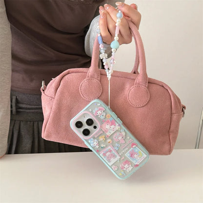 New Cute Melody Phone Case with Hanging Rope Compatible with iPhone 17 Promax 14, 15, 16 13Pro Max Protective Cover