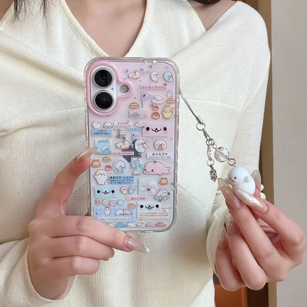 Fashion Korean INS cute seal label phone case for iPhone 17 16 ProMax 14 15 Pro fundas creative new shockproof protective cover