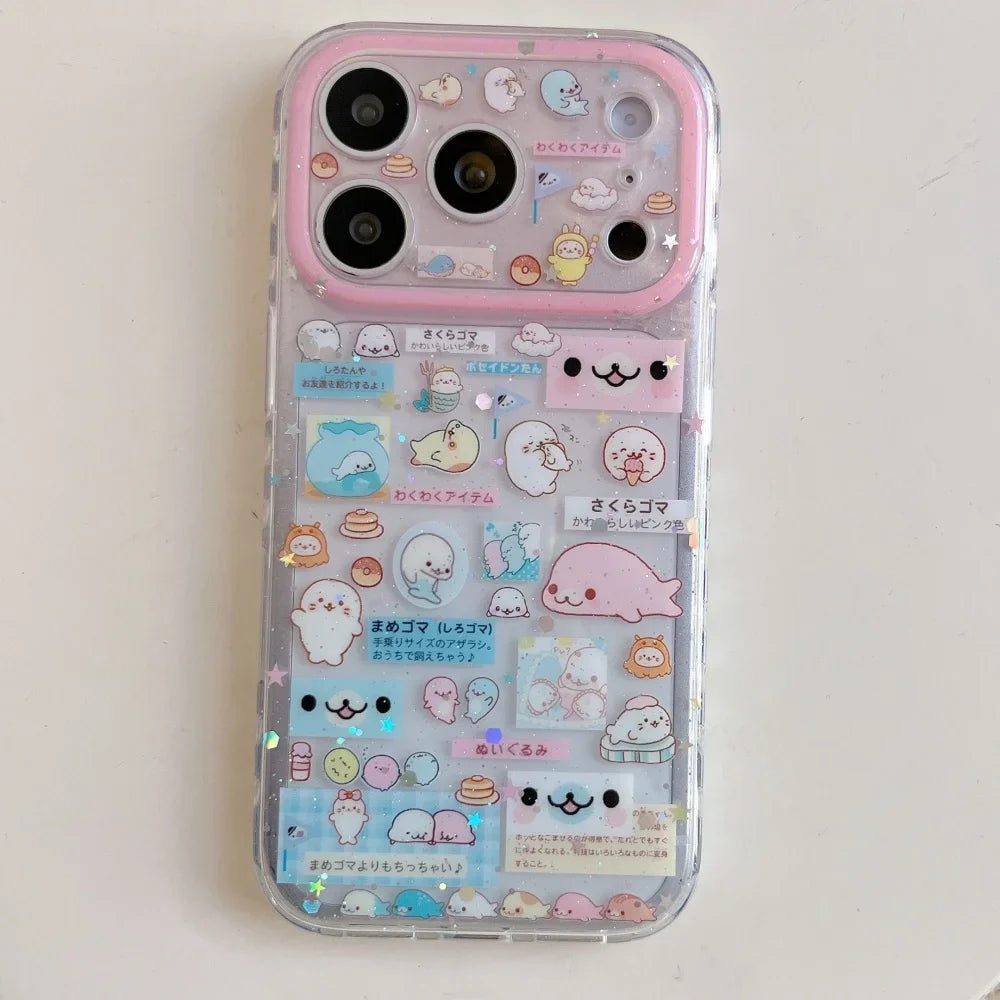 Fashion Korean INS cute seal label phone case for iPhone 17 16 ProMax 14 15 Pro fundas creative new shockproof protective cover