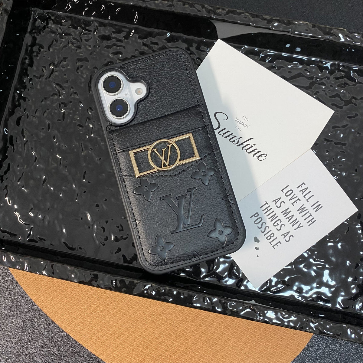 CHIC LUXURY LEATHER LV IPHONE CASE