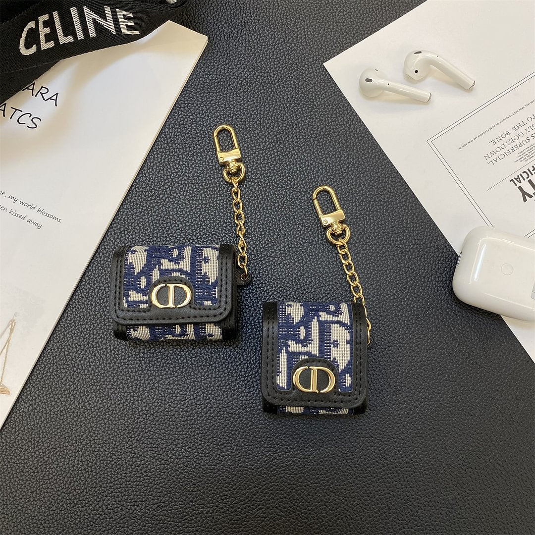 Fabric Dior luxury handle leather Apple AirPods case