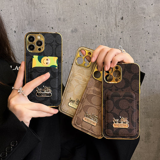Designer Coach Card Holder Leather iPhone Case