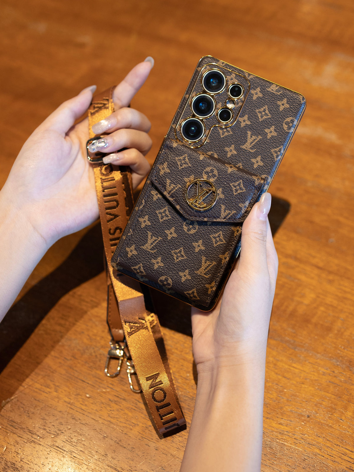 Designer Advanced Leather Samsung Phone Case with Wallet and Strap. Inspired