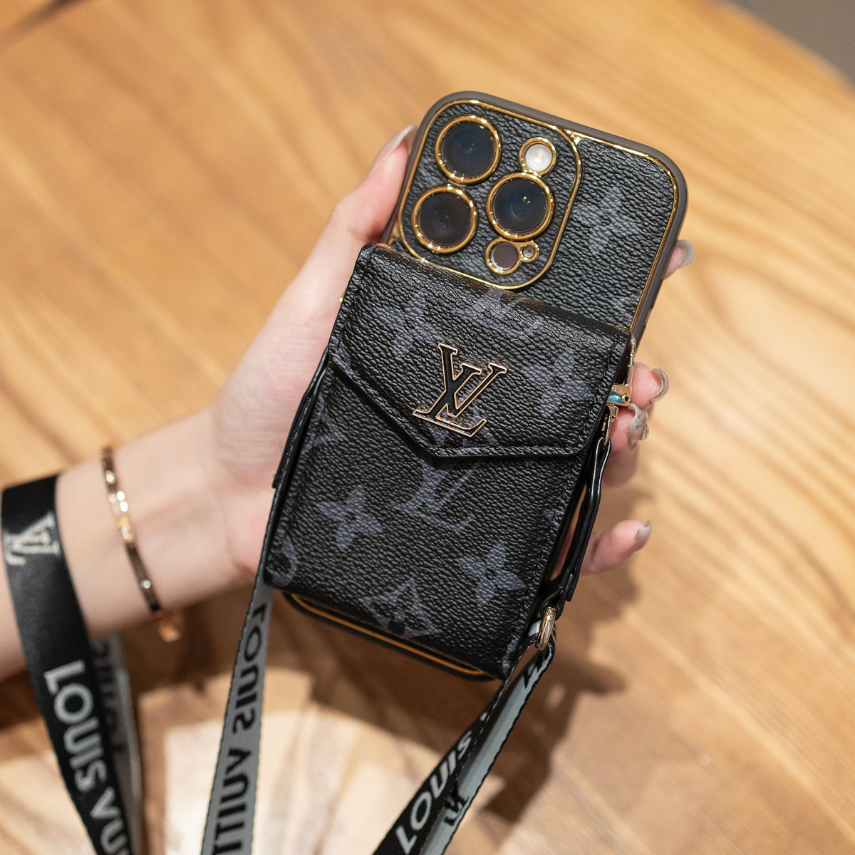 Luxury Louis Vuitton IPhone Case With ID Card Holder And Strap
