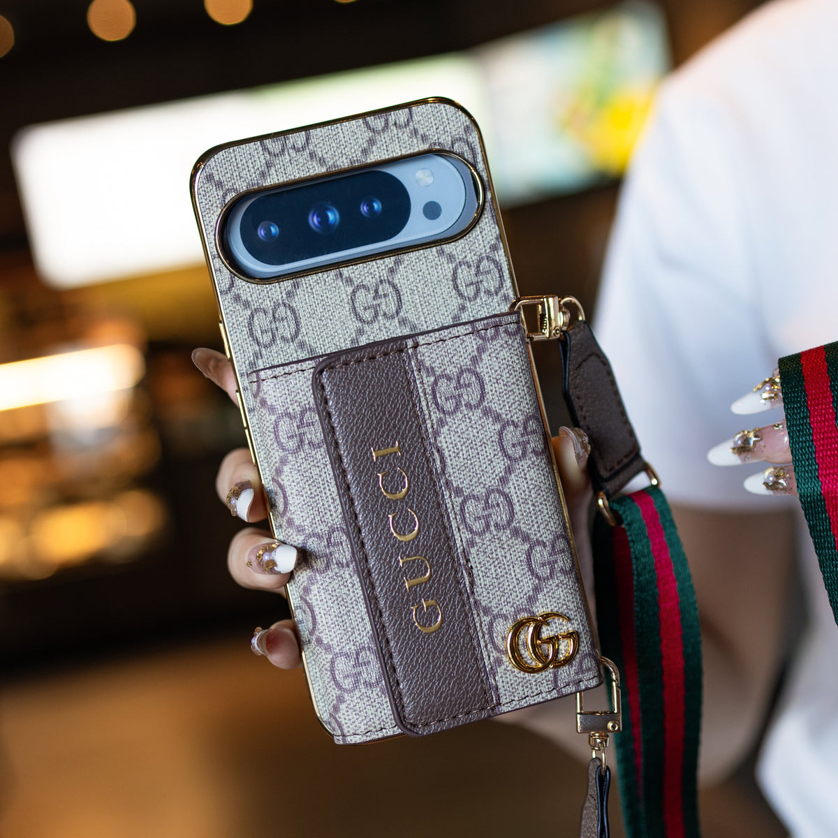 Designer Louis Vuitton Google Pixel phone case With Crossbory Strap