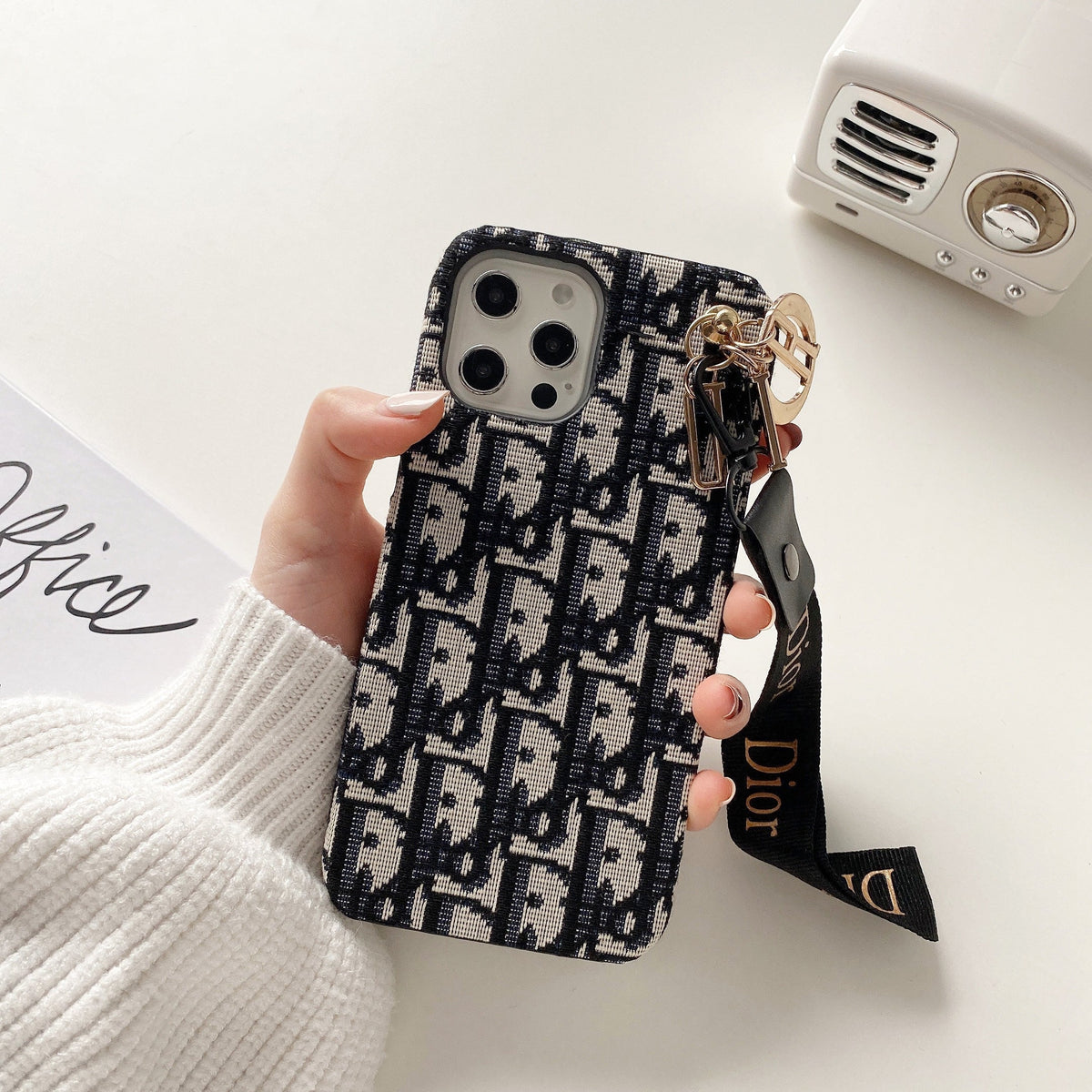 Designer Lady Dior Phone Case With Strap for iPhone 17