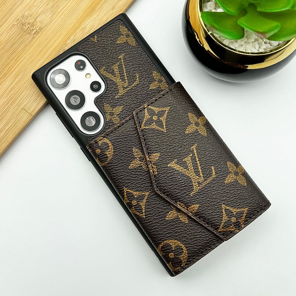 Samsung S25 leather phone case premium design for daily protection and modern style LV leather Card Holder Case 8