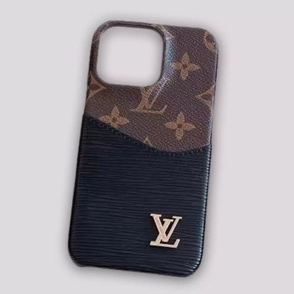 LV iPhone 17 Air case – strap premium leather LV monogram designer phone cover with card holder