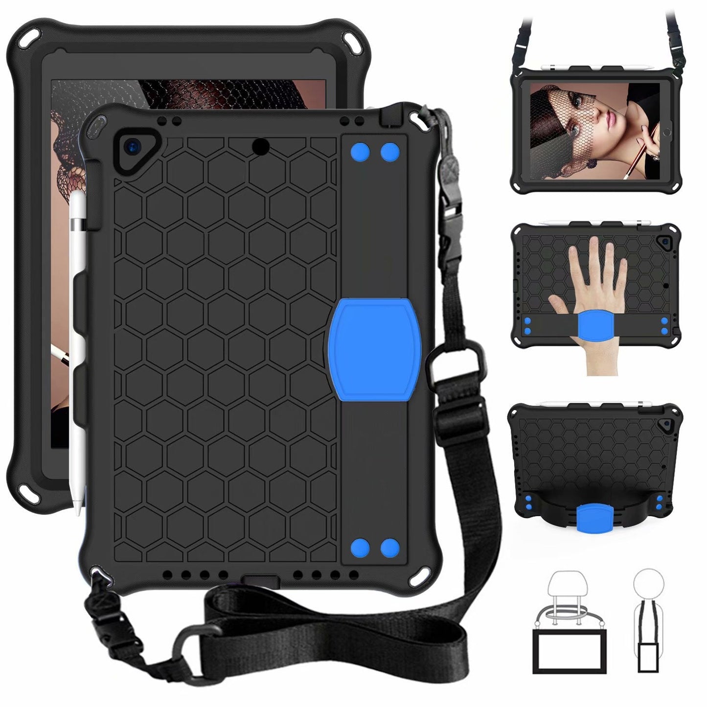 Applicable to iPad air4 10.9 honeycomb protective case ipad9.7 tablet computer case 10.2 strap protective case