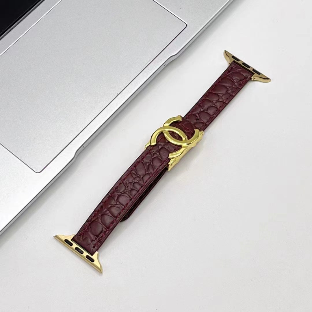 Double-C Chanel Leather apple watch Strap