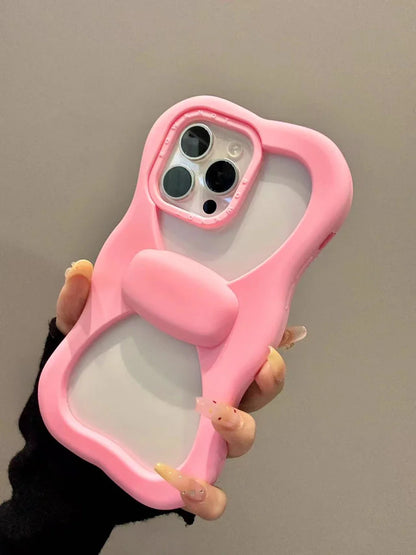 Cute Pink Bowknot Phone Case For iPhone 16 15 14 13 Pro Max 15 plus Shockproof Lovely Anti Drop Silicone Soft Cover Case Funda