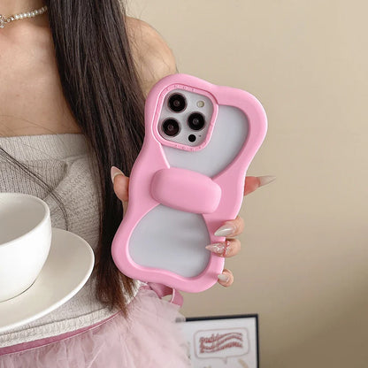 Cute Pink Bowknot Phone Case For iPhone 16 15 14 13 Pro Max 15 plus Shockproof Lovely Anti Drop Silicone Soft Cover Case Funda