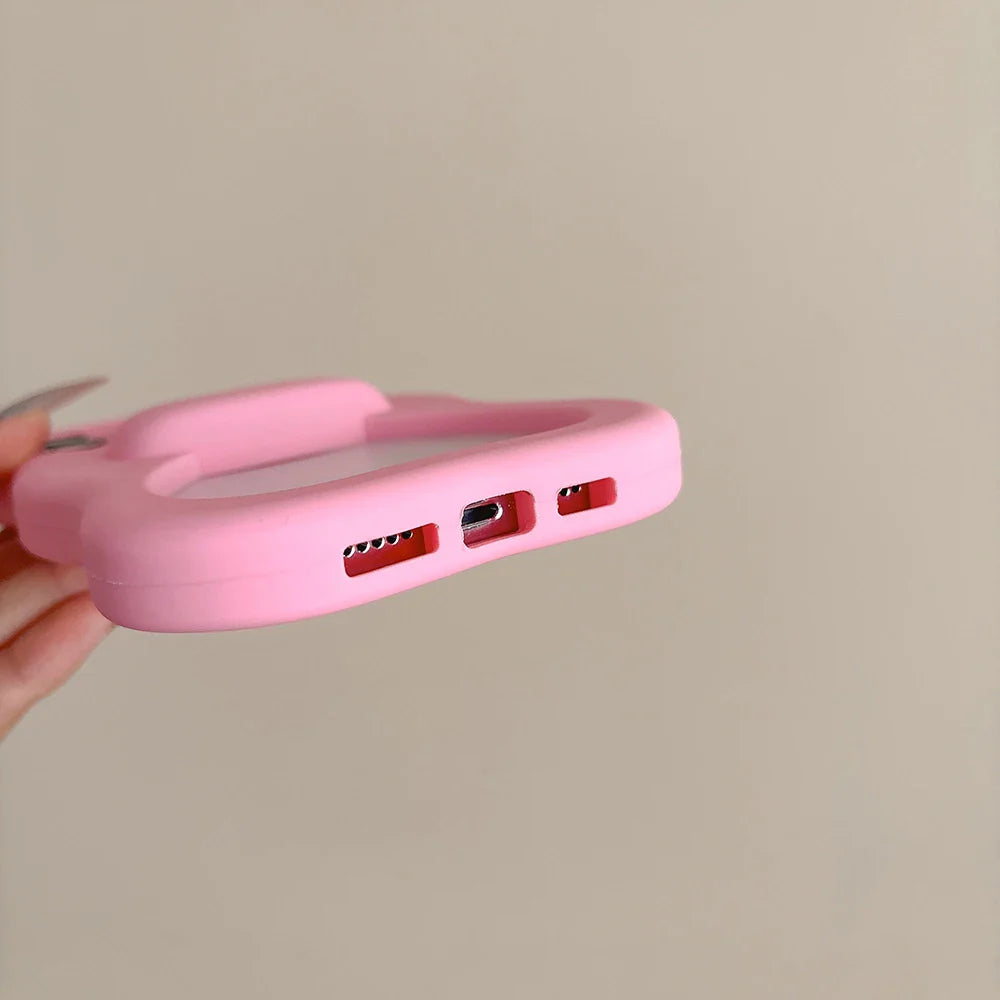 Cute Pink Bowknot Phone Case For iPhone 16 15 14 13 Pro Max 15 plus Shockproof Lovely Anti Drop Silicone Soft Cover Case Funda