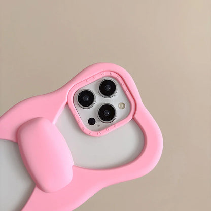 Cute Pink Bowknot Phone Case For iPhone 16 15 14 13 Pro Max 15 plus Shockproof Lovely Anti Drop Silicone Soft Cover Case Funda