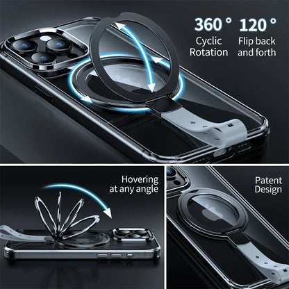 Clear Case with Rotatable Magnetic Grip Ring Holder For iPhone 16 /  15 / 14 / 13 Series