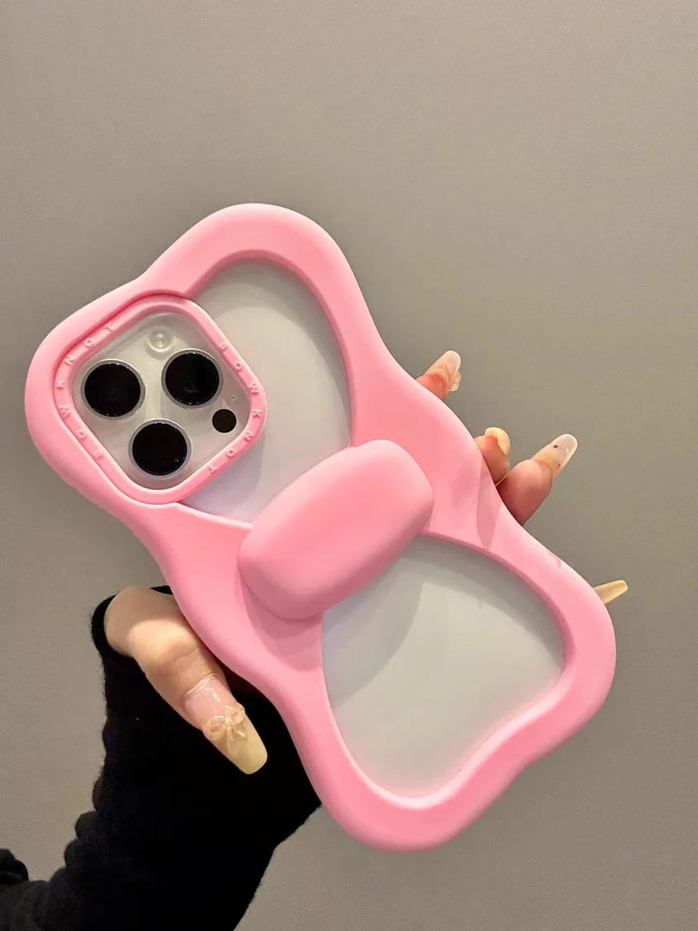Cute Pink Bowknot Phone Case For iPhone 16 15 14 13 Pro Max 15 plus Shockproof Lovely Anti Drop Silicone Soft Cover Case Funda