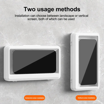 Bathroom Waterproof Phone Case Home Wall Phone Case Stand Box Self-adhesive Touch Screen Phone Cover Shower Sealing Storage
