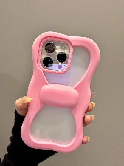 Cute Pink Bowknot Phone Case For iPhone 16 15 14 13 Pro Max 15 plus Shockproof Lovely Anti Drop Silicone Soft Cover Case Funda