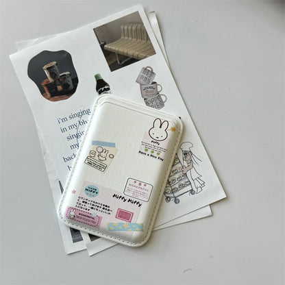 Korean Ins Cute Cartoon Rabbit with Magsafe Card Holde Magnetic Stand Phone Case For iPhone 17 16 Pro 15 17  Pro Max 14 13 Cover