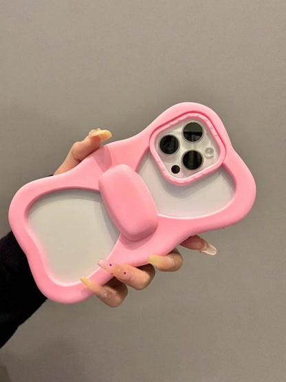Cute Pink Bowknot Phone Case For iPhone 16 15 14 13 Pro Max 15 plus Shockproof Lovely Anti Drop Silicone Soft Cover Case Funda